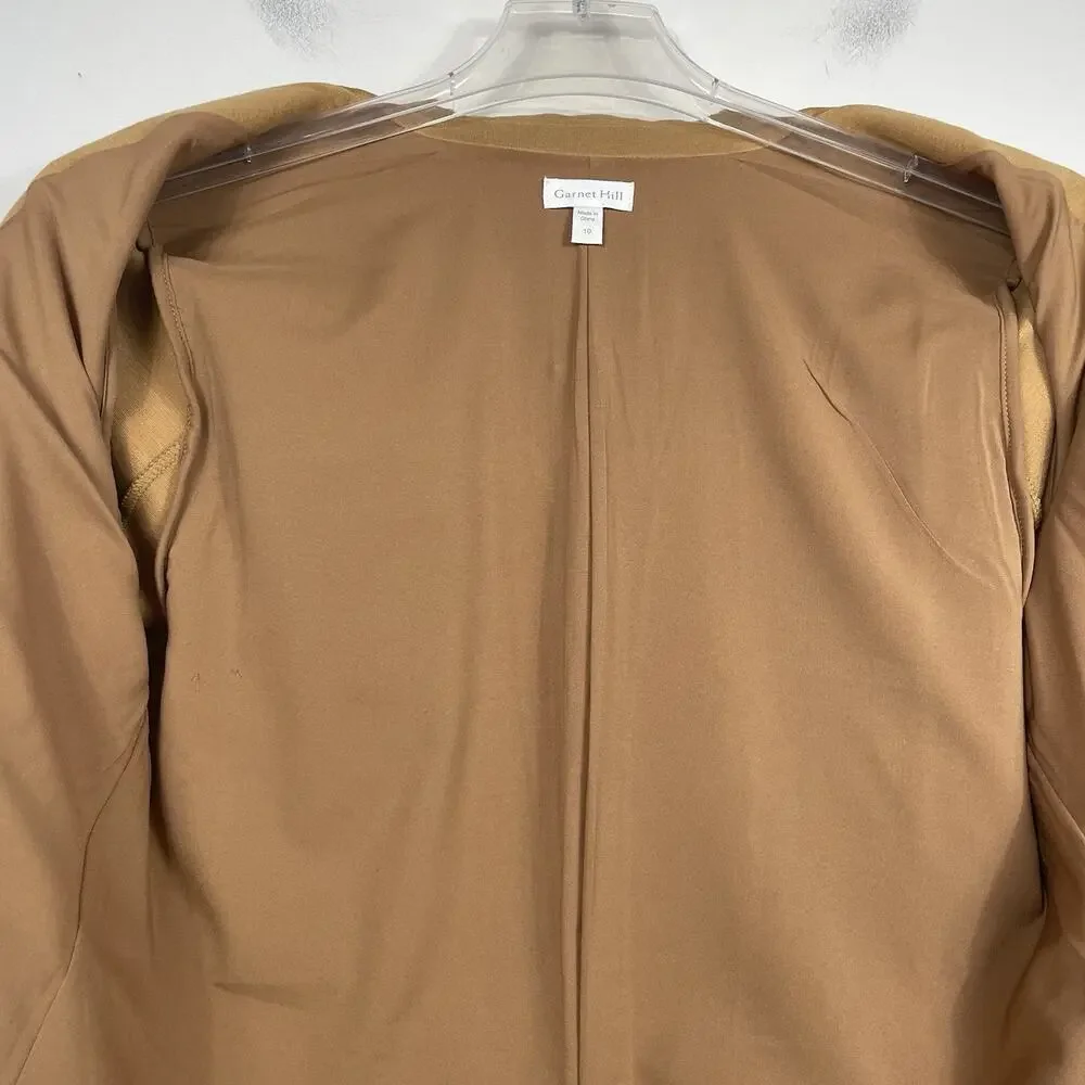 Garnet Hill Knit Relaxed Blazer Size 10 Praline Camel Minimalist Career Classic